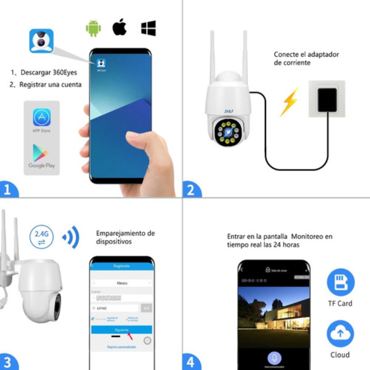 2nlf® Cámara De Seguridad Wifi Hd 3mp Con Alarmaa Ip Blanco