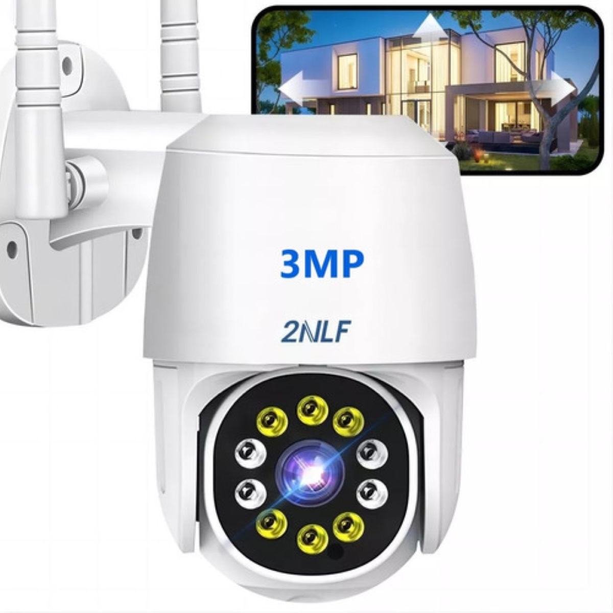 2nlf® Cámara De Seguridad Wifi Hd 3mp Con Alarmaa Ip Blanco