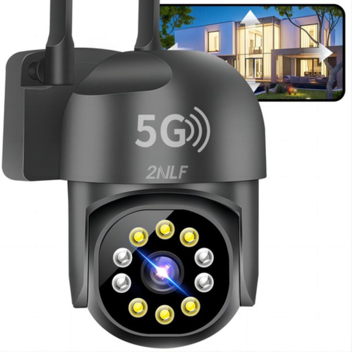 2nlf® Cámara De Seguridad Exterior Wifi 5g 1080p Con Led Negro