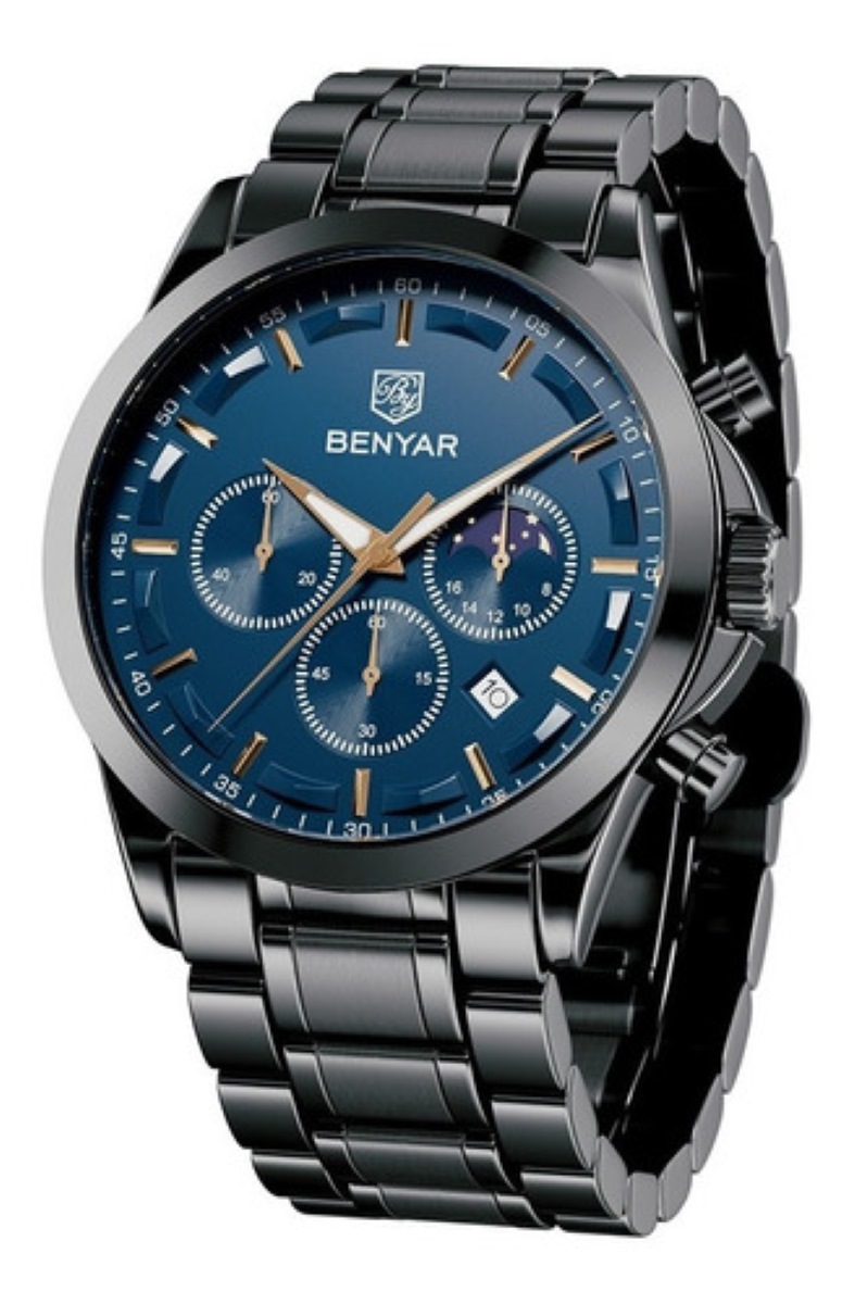 Reloj De Pulsera Benyar Original Impermeable Para Hombre Negro