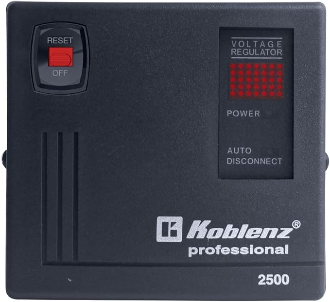 Koblenz ER-2550 Regulador de Voltaje Automático, 2500 VA, 6 contactos, Color Negro.