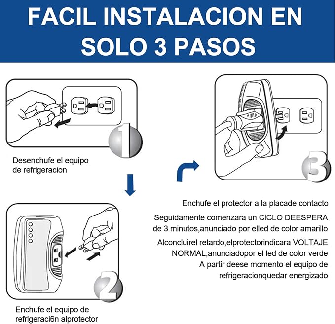 Hisemy Profesional Surge Protector 140J,Enchufe con protección de voltaje，Protector de sobretensiones Con luz indicadora, para televisores domésticos, computadoras, refrigeradores y otros equipos..