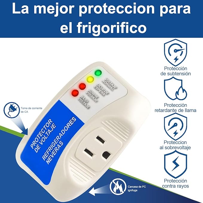 Hisemy Profesional Surge Protector 140J,Enchufe con protección de voltaje，Protector de sobretensiones Con luz indicadora, para televisores domésticos, computadoras, refrigeradores y otros equipos..