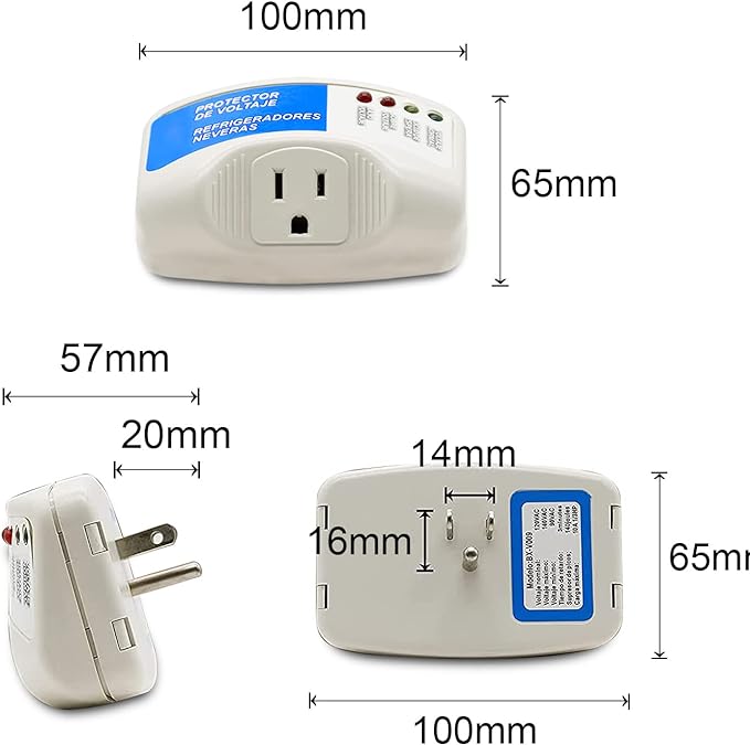 Hisemy Profesional Surge Protector 140J,Enchufe con protección de voltaje，Protector de sobretensiones Con luz indicadora, para televisores domésticos, computadoras, refrigeradores y otros equipos..