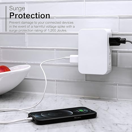 SURGE PROTECTOR TAP, 6 OUTLET 1500 J SIDE ACCESS.