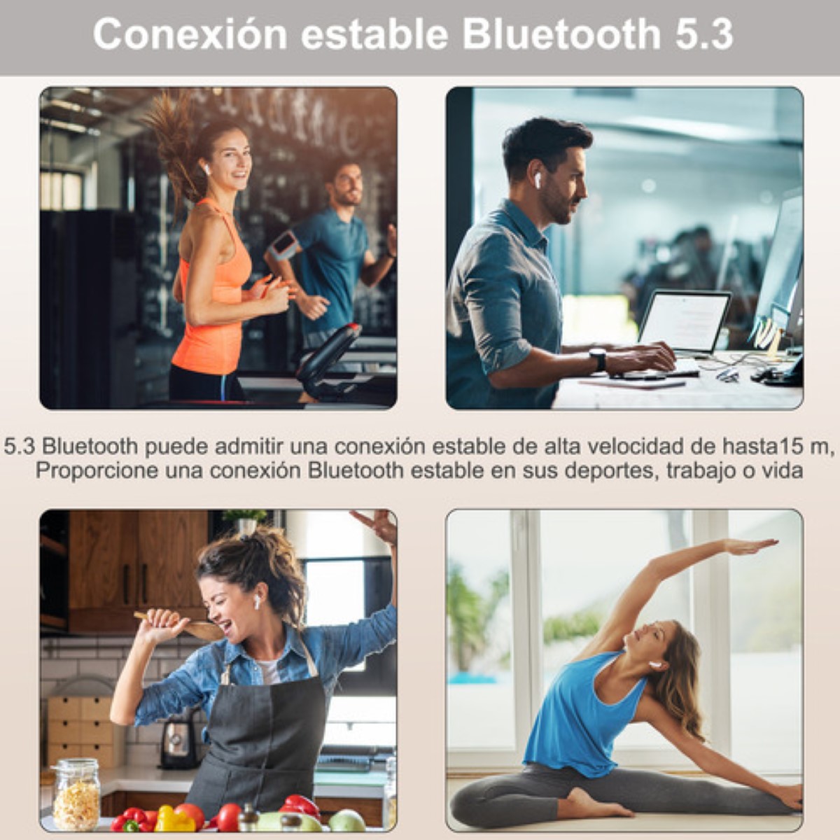 Audífonos Inalámbricos Bluetooth 5.3 de Transparente crysta blanco
