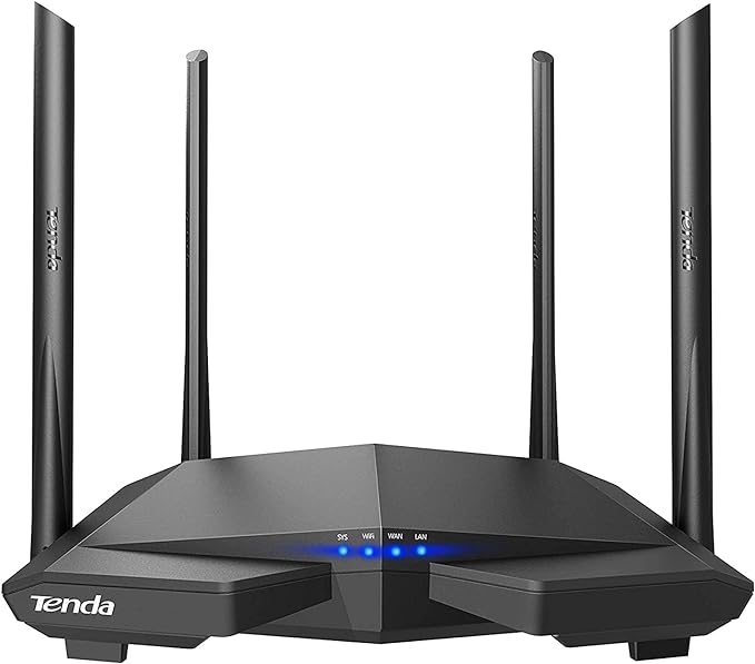Tenda AC6 WiFi Router Inalámbrico Inteligente, Enrutador AC1200, Doble Banda de 2.4G y 5G, 4 Antenas Externas de 5dBi, MU-MIMO, Beamforming, Ahorro de Energía, Configuración Fácil, Negro.
