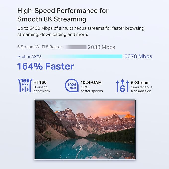 TP-Link Router AX5400 WiFi 6 (Archer AX73) - Enrutador de Internet inalámbrico Gigabit de Banda Dual,