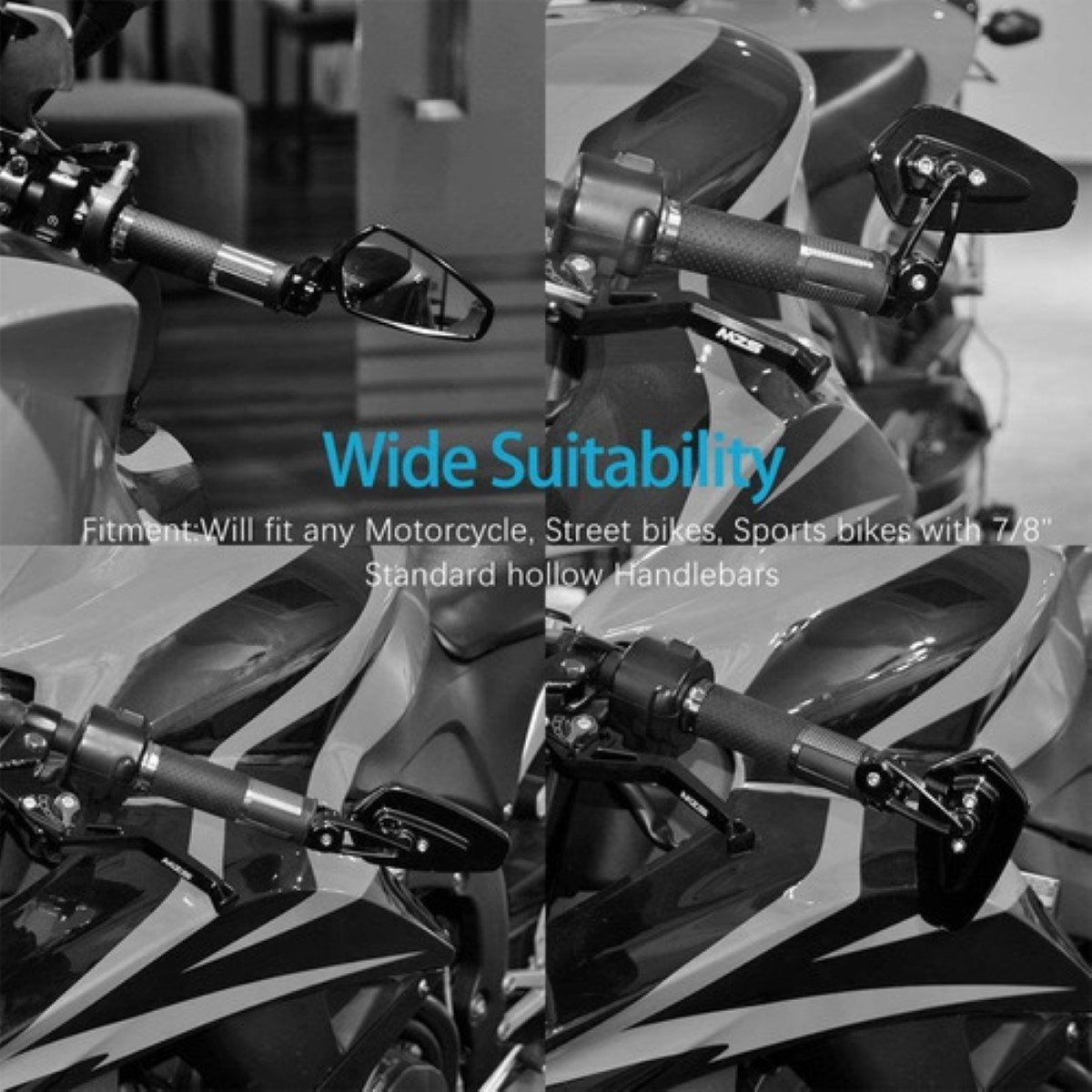 Espejo Retrovisor Para Motocicleta 22 Mm Aluminio/vidrio