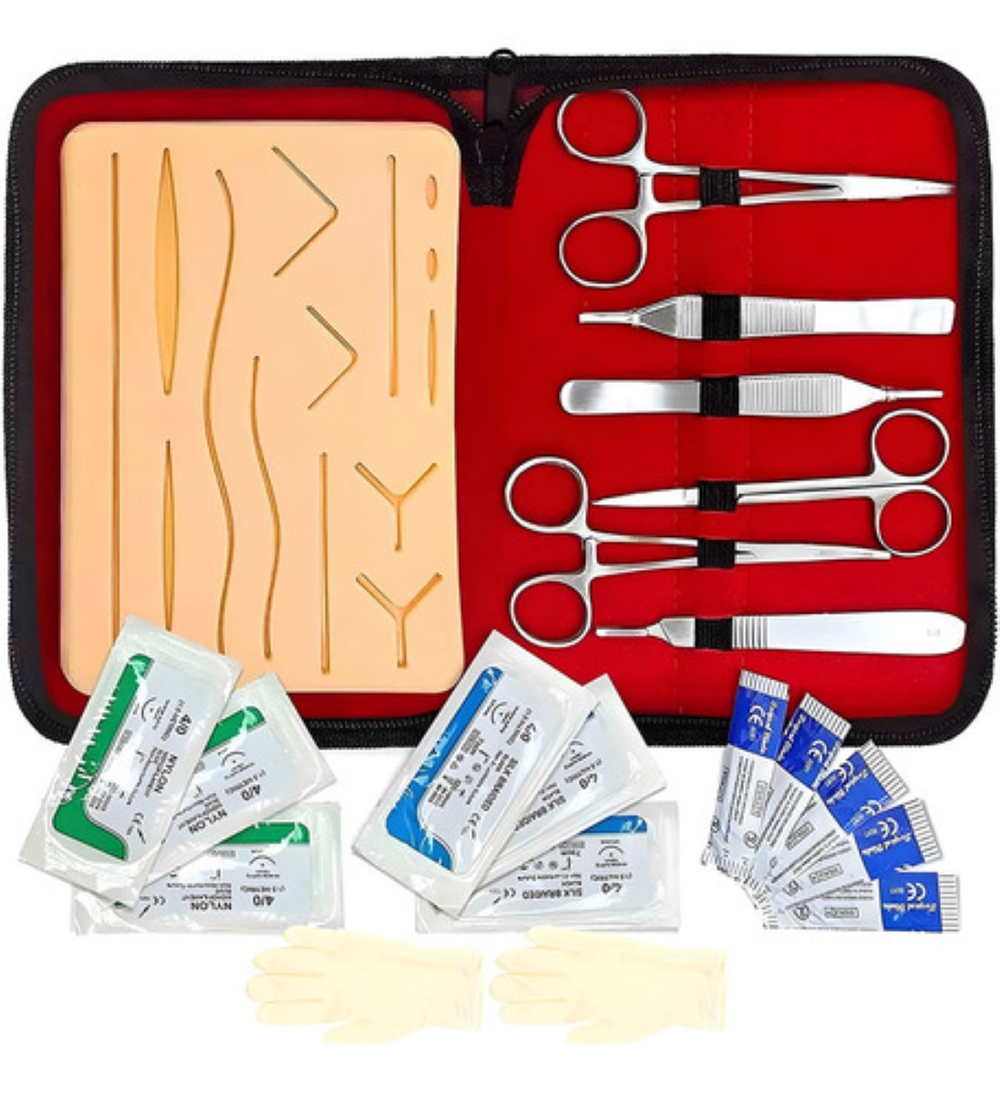 "Kit De Práctica De Sutura Para Estudiantes 20 Piezas rojo ".