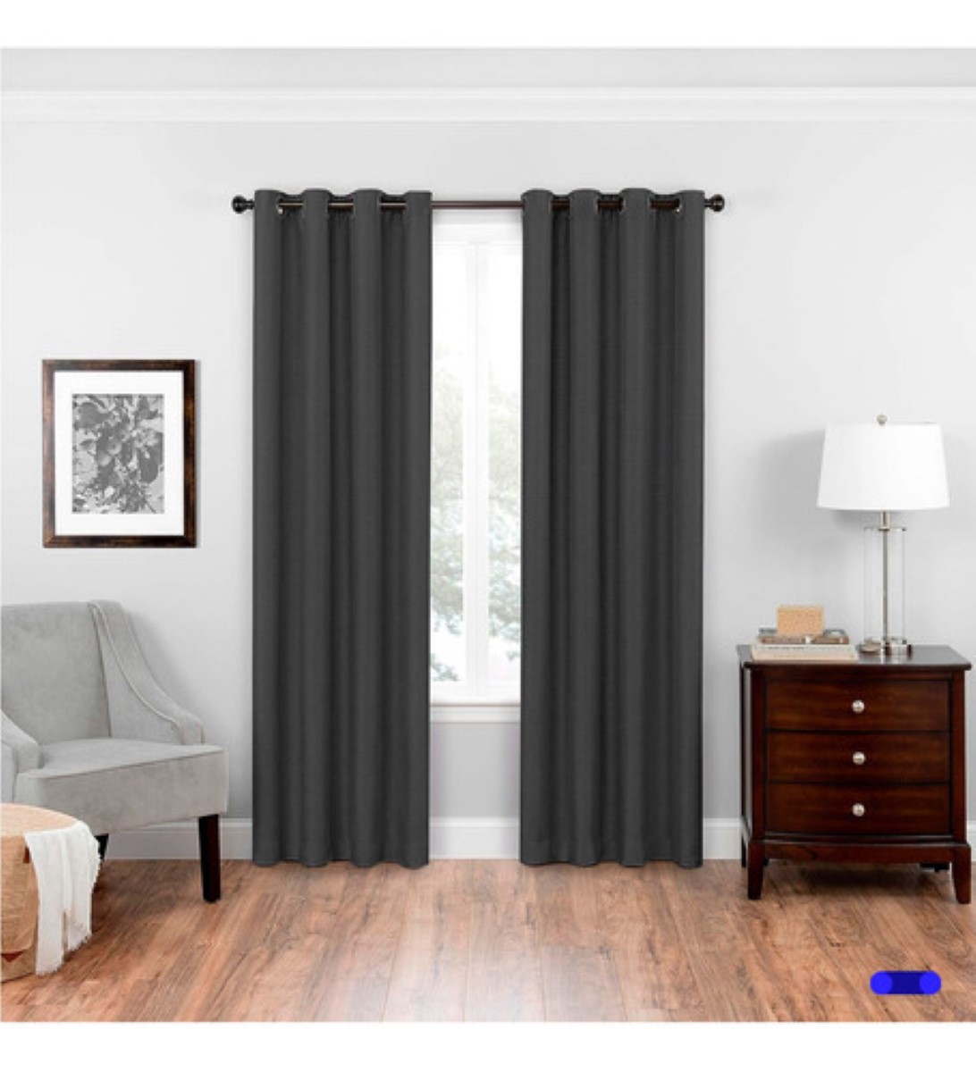 "Cortinas Kitul Blackout Plus Aislamiento Térmico 2 Paneles 215 X 135 Cm Color Negro "