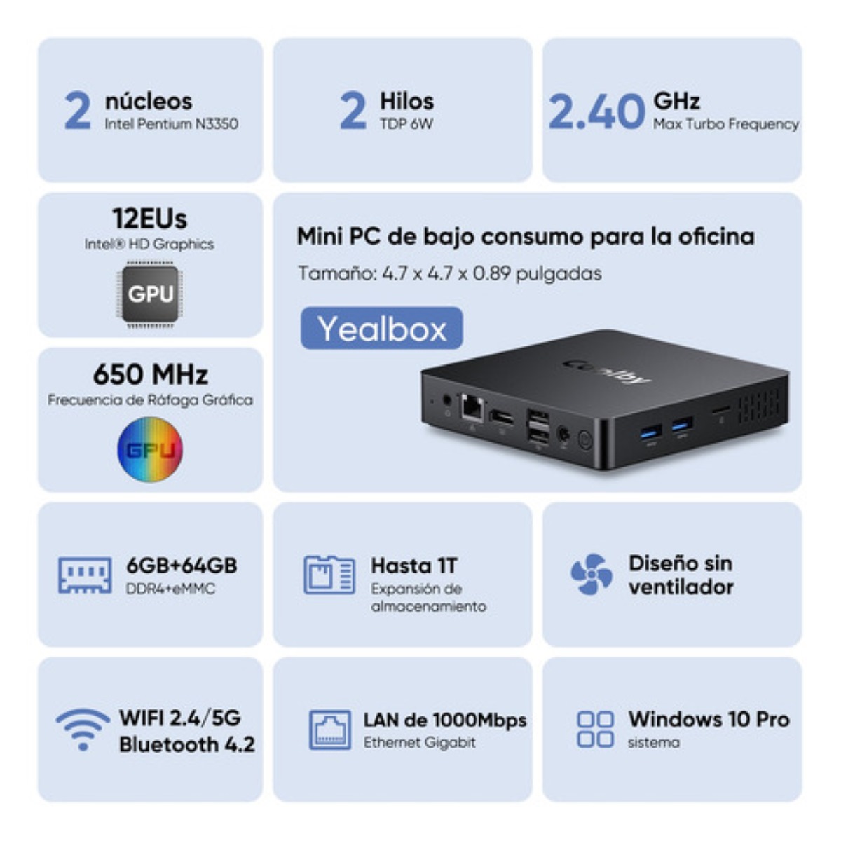 Miniordenador Intel Celeron N3350 6 Gb+64 Gb Win10 Pro