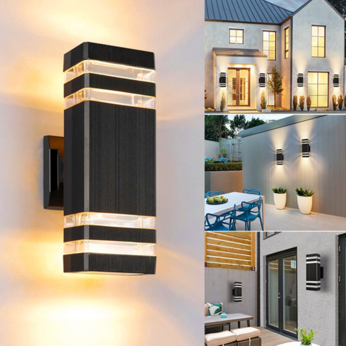 Lámpara De Pared Novzep Impermeable Led Luz Con 2 Bombillas