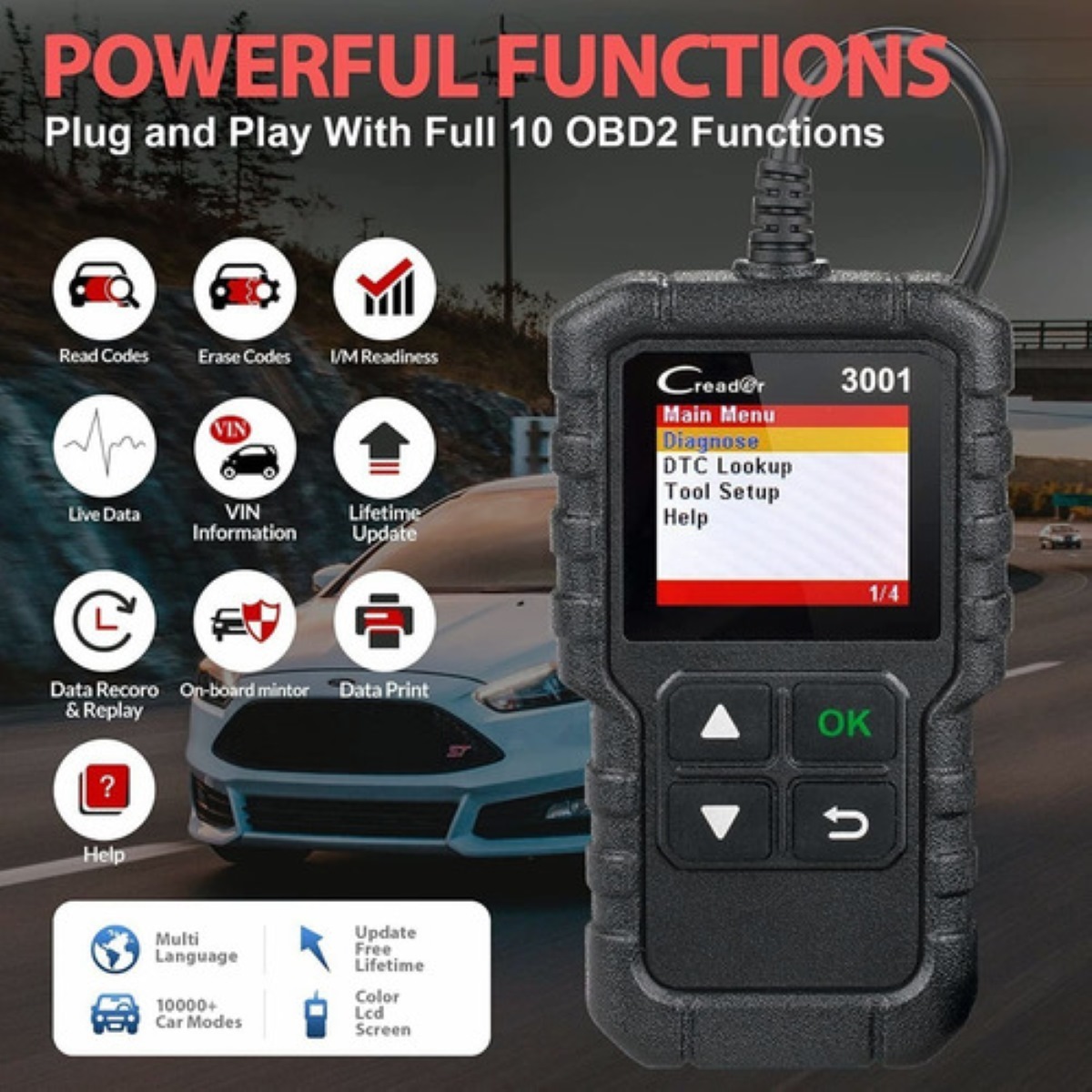 Escaner Launch Creader 3001 Automotriz Obd2 Multimarca Motor