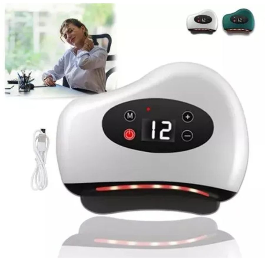 Guasha Electrica con Vibracion y Compresa Caliente incluye aceite corporal.