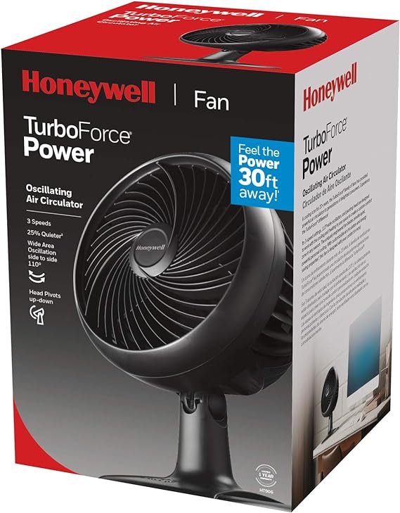 Honeywell Turbo Force - Ventilador de mesa oscilante, HT-906, negro, mediano (oscilante).