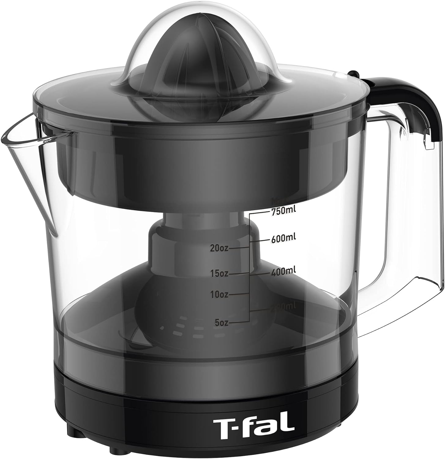 Exprimidor de jugo t-fal vital negro con 2 conos, jarra de 750 ml, 40 w, zp2028mx.
