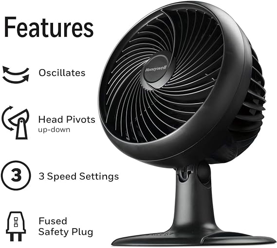 Honeywell Turbo Force - Ventilador de mesa oscilante, HT-906, negro, mediano (oscilante).
