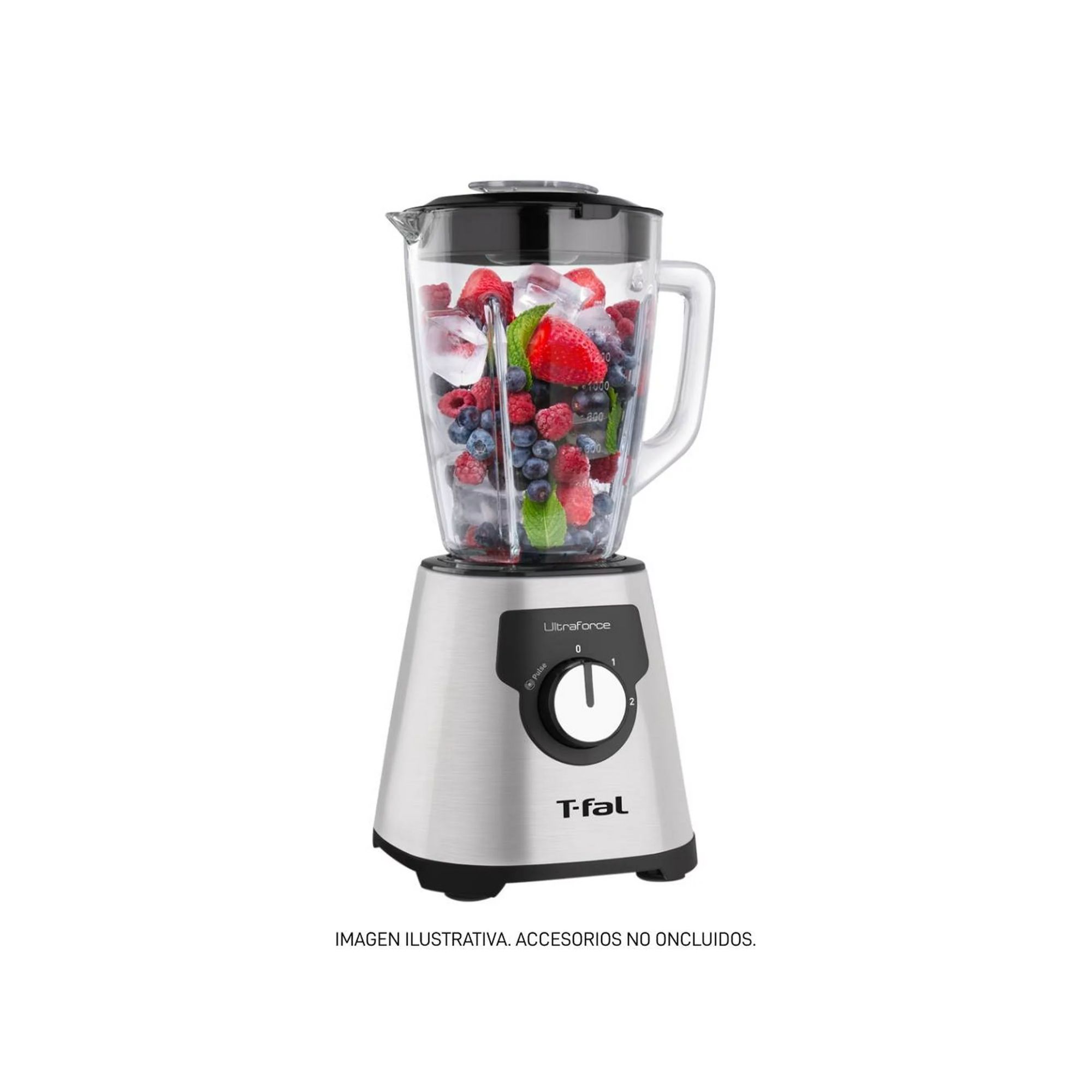 Licuadora t-fal ultraforce 2 velocidades vaso de vidrio ln322dmx acero inox.