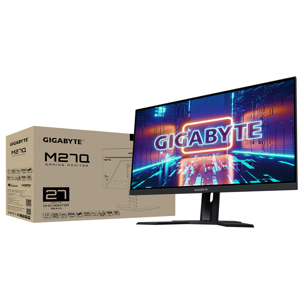 Monitor Gamer Gigabyte M27Q LED 27", Quad HD, FreeSync, 170Hz, HDMI, Negro.