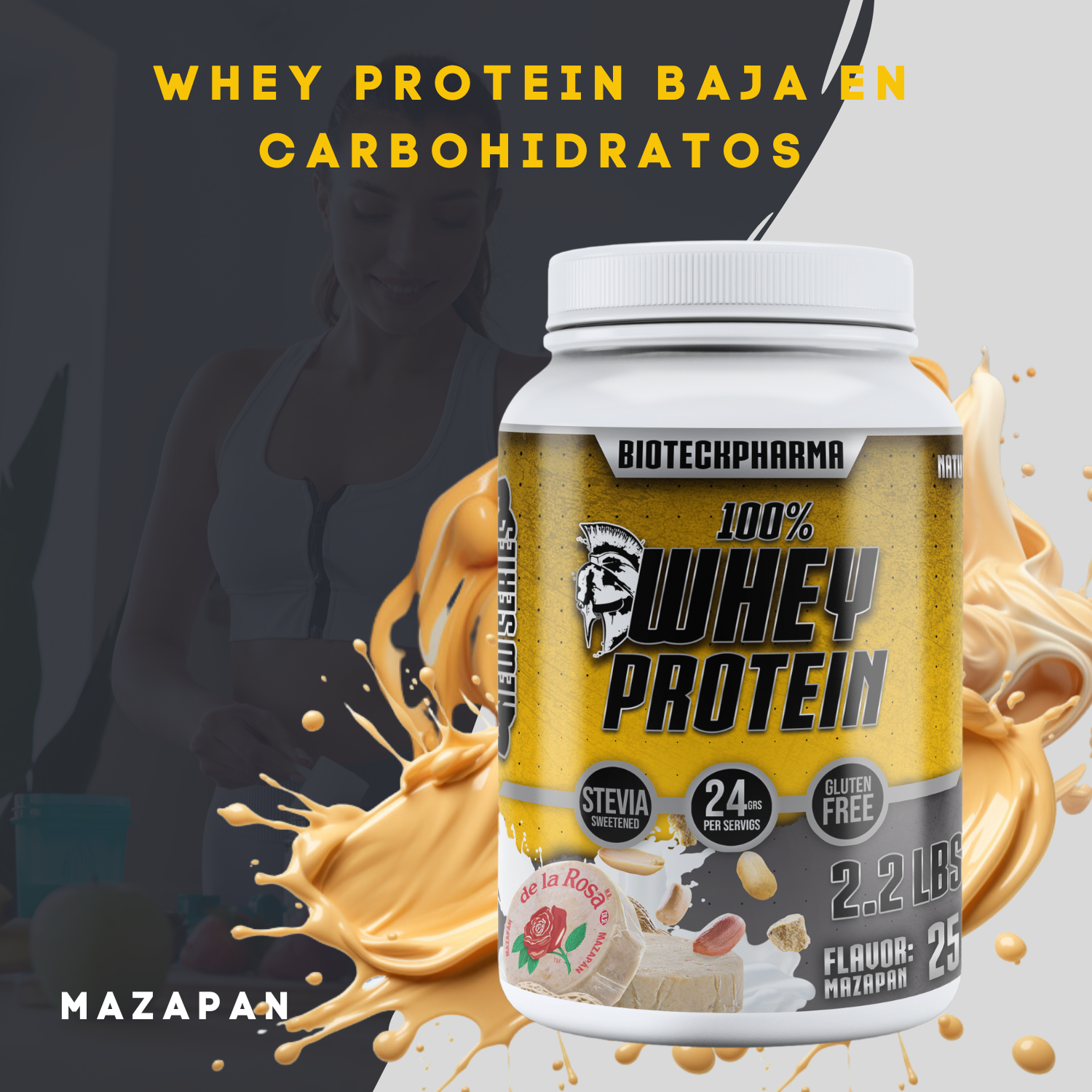BIOTECKPHARMA| 100% Whey Protein Sabor Mazapan 2.20 lbs | 1000 grs.	