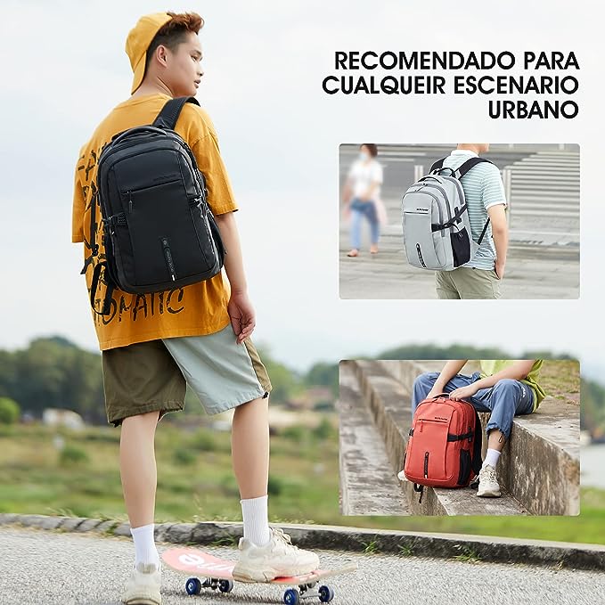 A Mochila para Laptop, ARCTIC HUNTER AH Mochila Antirrobo Impermeable con Puerto de Carga USB, Mochila de Negocios con Múltiples Compartimentos de 15.6 pulgadas.