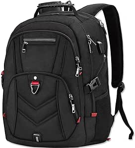 A Mochila Laptop Mochila para Portátil de 17 Pulgadas con Puerto de Carga USB Impermeable al Aire Libre Mochila de 45L Mochila Antirrobo Mochilas de Negocios Mochila de Viaje Grande para Hombres Mujeres.