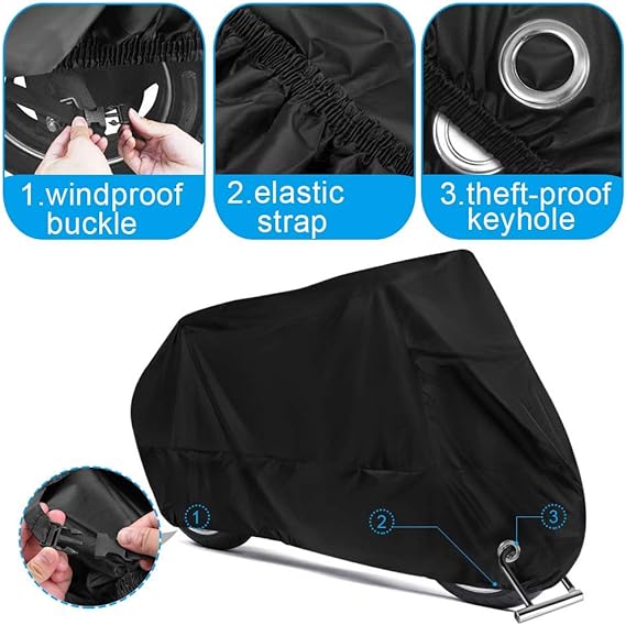 PUBAMALL Cubierta Impermeable para Motocicletas, protección contra el Polvo, escombros, Lluvia y Clima,