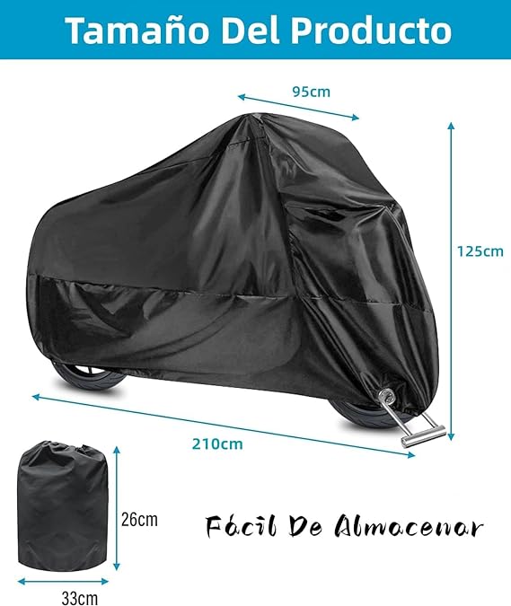 PUBAMALL Cubierta Impermeable para Motocicletas, protección contra el Polvo, escombros, Lluvia y Clima,