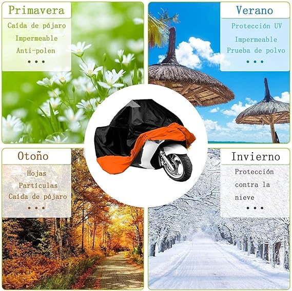 LEFUS Cubierta para Motocicletas, Cubierta Toda la Temporada Impermeable para Motocicletas, 