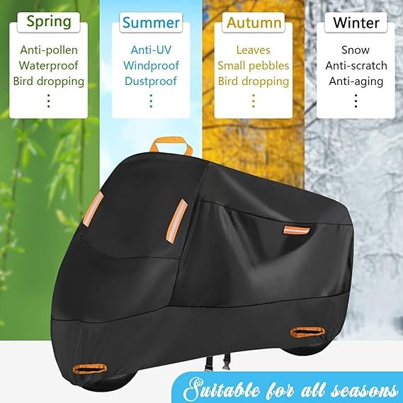 VEKENSEE Funda para Moto Impermeable, 210D Tela Oxford Cubierta de Motocicleta Resistente al Viento