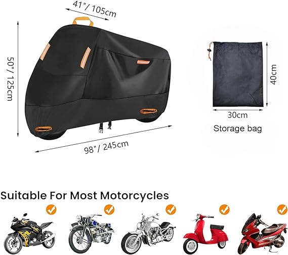 VEKENSEE Funda para Moto Impermeable, 210D Tela Oxford Cubierta de Motocicleta Resistente al Viento