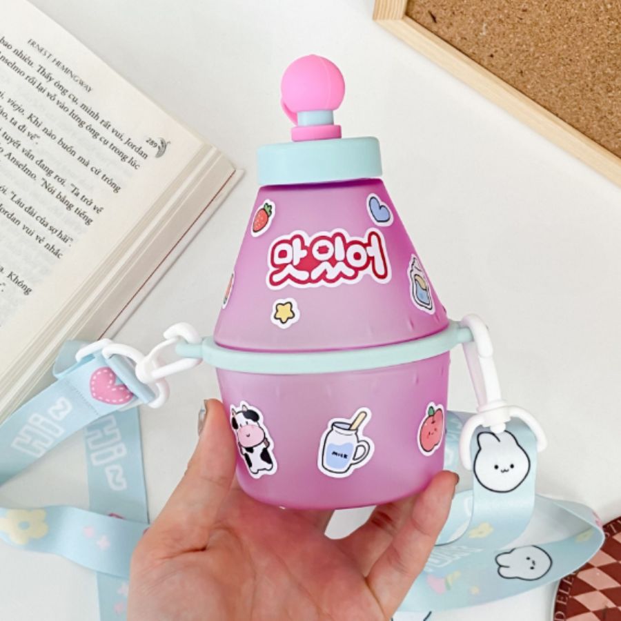 Vaso Cantimplora Fruit Bottle Para Niño 400 Ml Con Popote antiderrames.