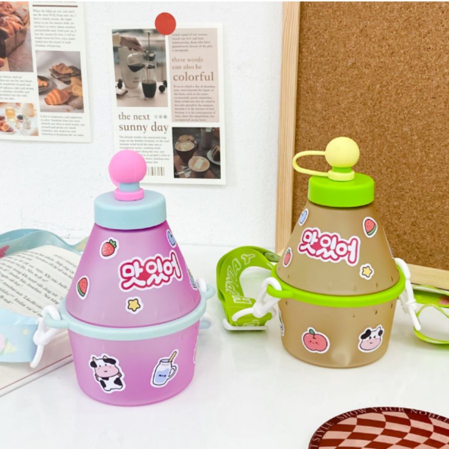 Vaso Cantimplora Fruit Bottle Para Niño 400 Ml Con Popote antiderrames.
