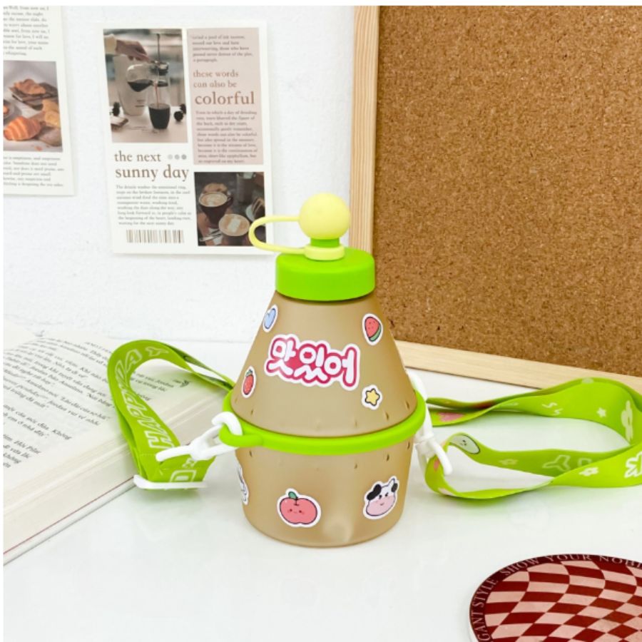 Vaso Cantimplora Fruit Bottle Para Niño 400 Ml Con Popote antiderrames.