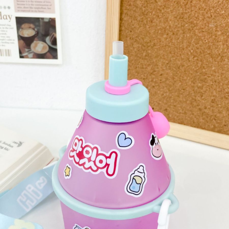 Vaso Cantimplora Fruit Bottle Para Niño 400 Ml Con Popote antiderrames.