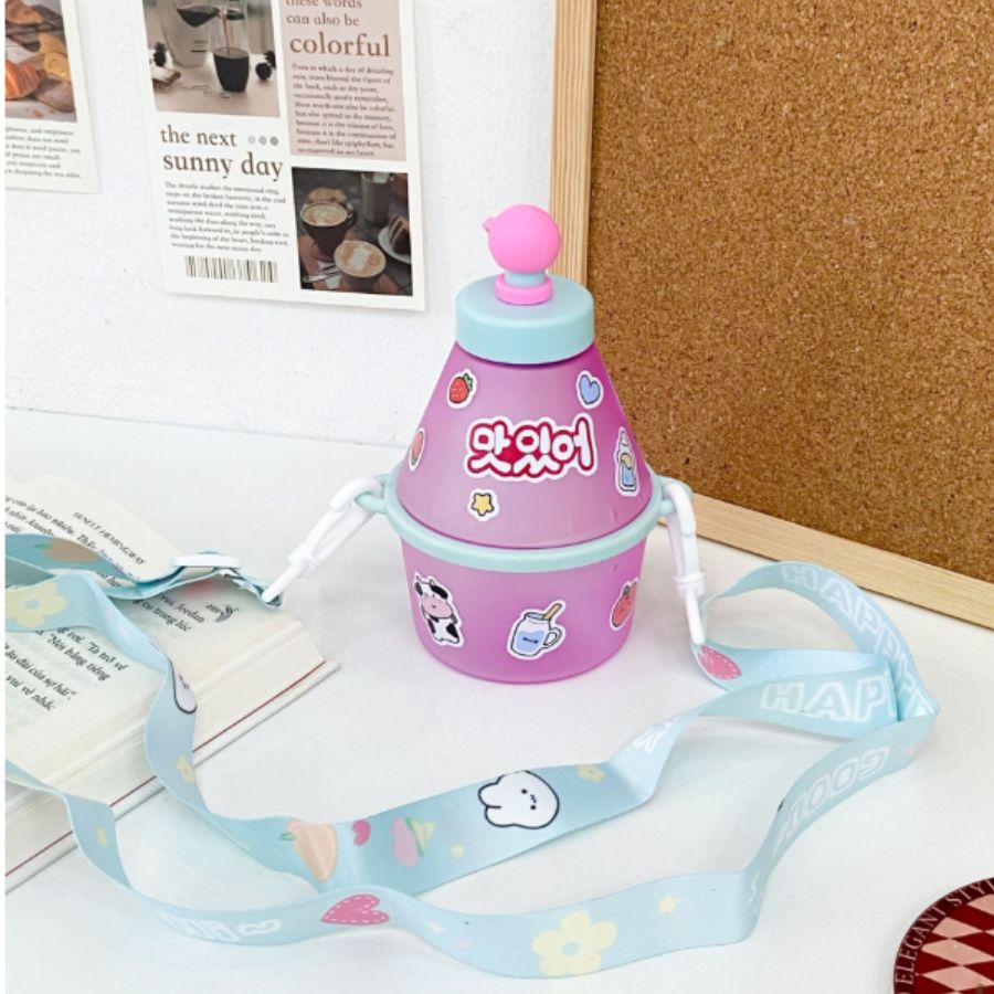 Vaso Cantimplora Fruit Bottle Para Niño 400 Ml Con Popote antiderrames.