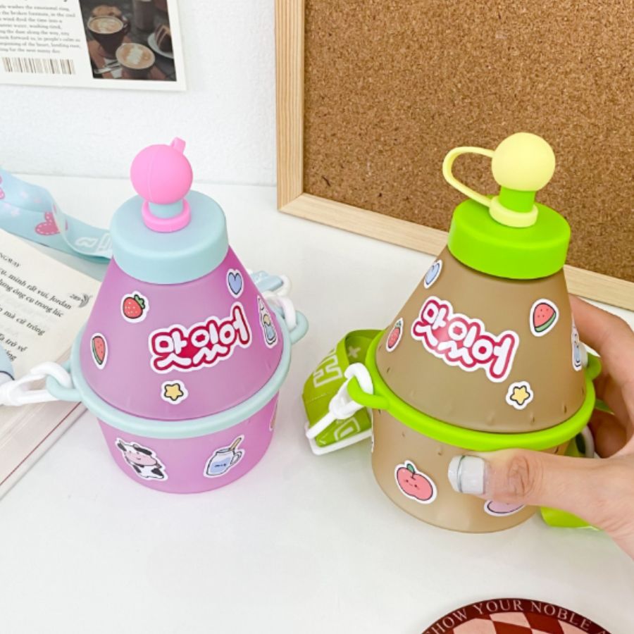 Vaso Cantimplora Fruit Bottle Para Niño 400 Ml Con Popote antiderrames.