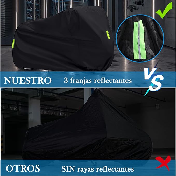 RAINSMORE Funda para Moto Cubierta de Motocicleta de Protección Exterior Impermeable Duradera para