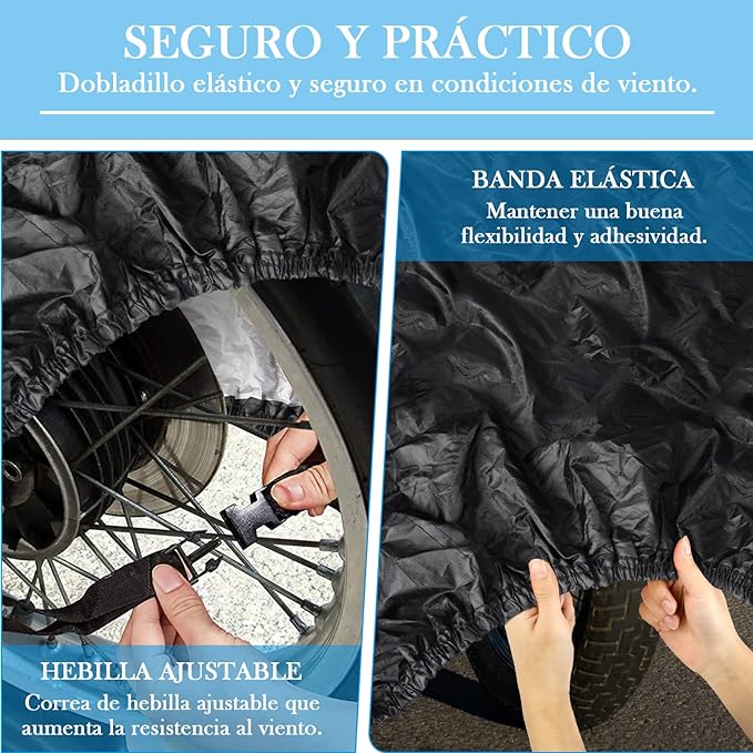 RAINSMORE Funda para Moto Cubierta de Motocicleta de Protección Exterior Impermeable Duradera para