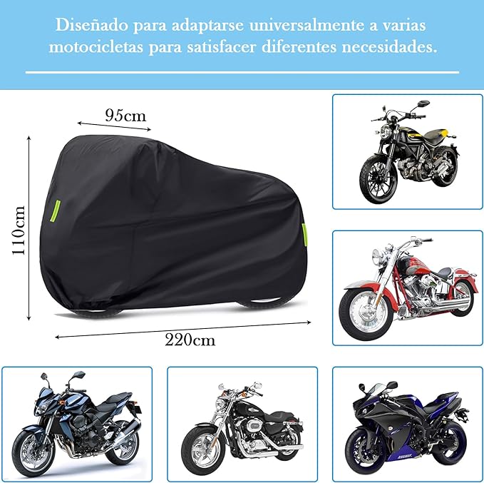 RAINSMORE Funda para Moto Cubierta de Motocicleta de Protección Exterior Impermeable Duradera para
