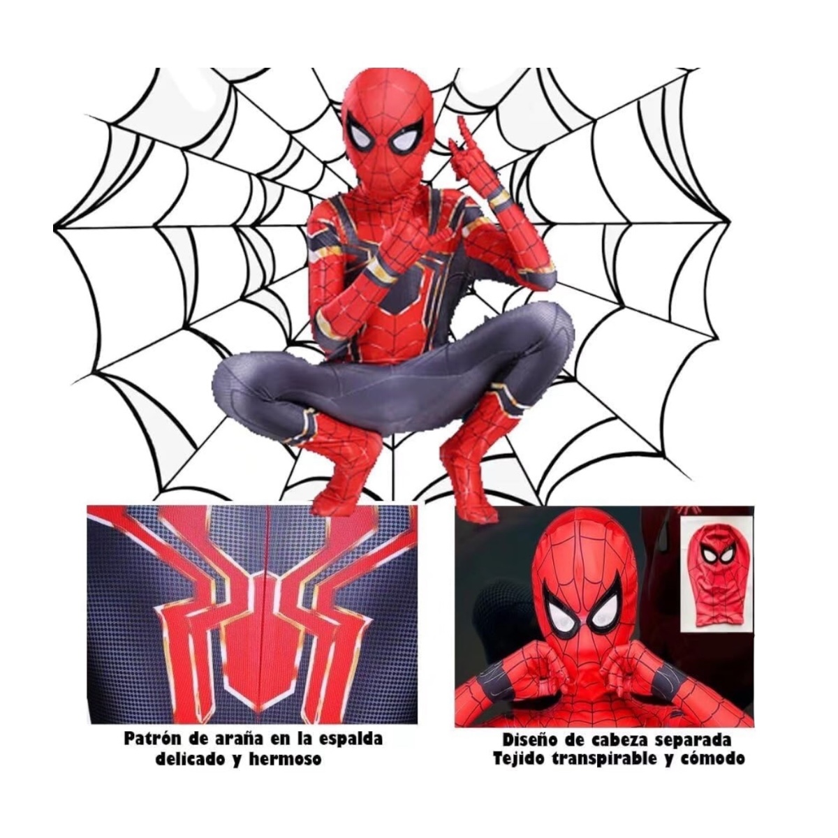 Disfraz Traje infantil de Spiderman Hombre Araña Con Mascara