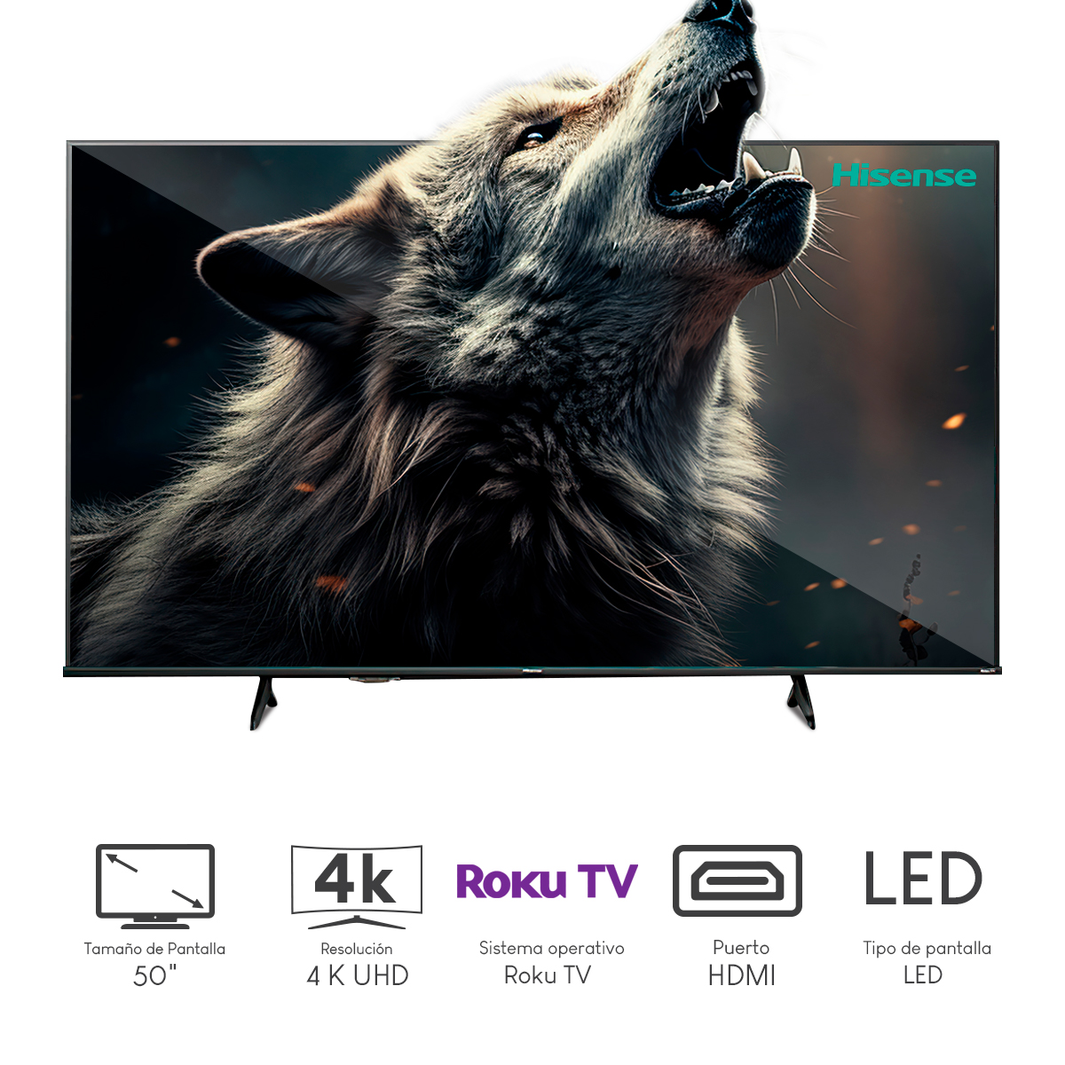 Pantalla Hisense R6 50Pulg UHD 4K Led Smart TV Roku Reacondicionadas 50R6E4.