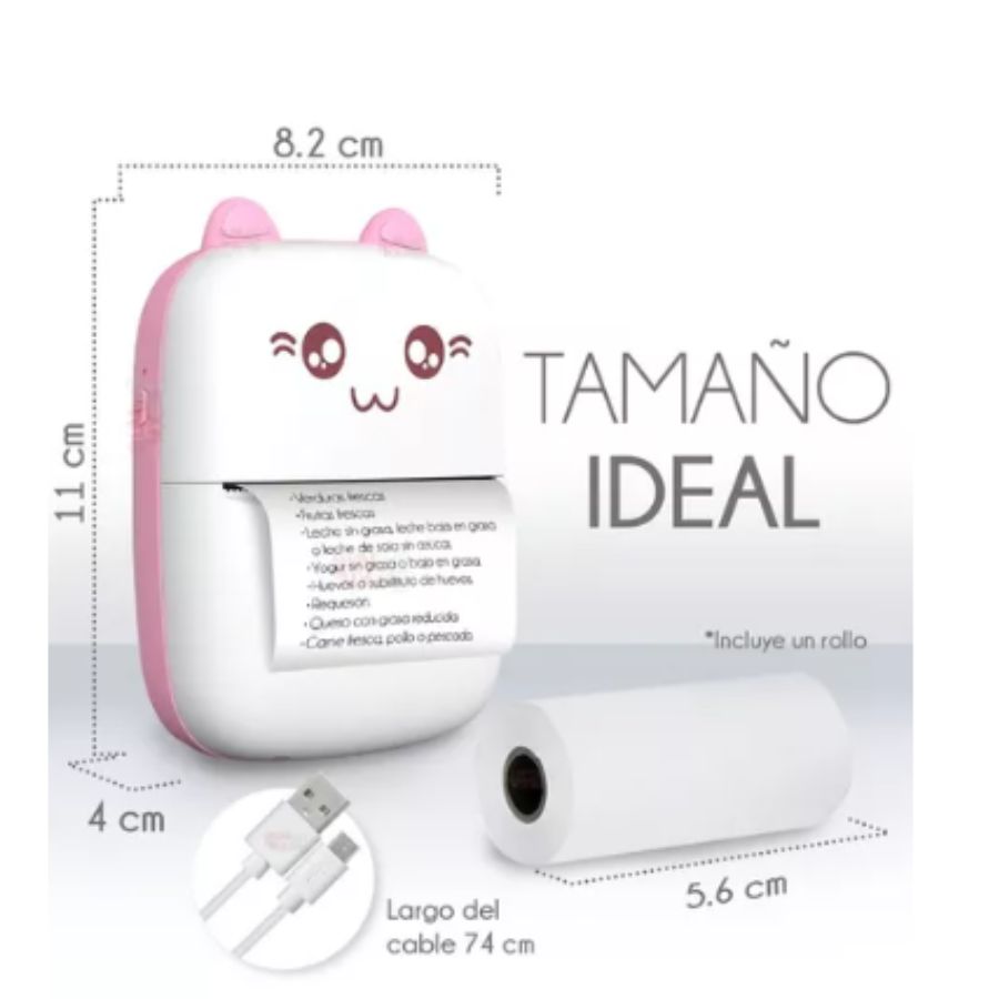 Mini Impresora Térmica Rosa Inalámbrica Con Bluetooth Ios Android.