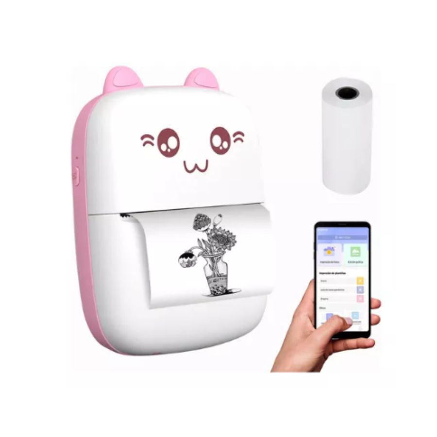 Mini Impresora Térmica Rosa Inalámbrica Con Bluetooth Ios Android.