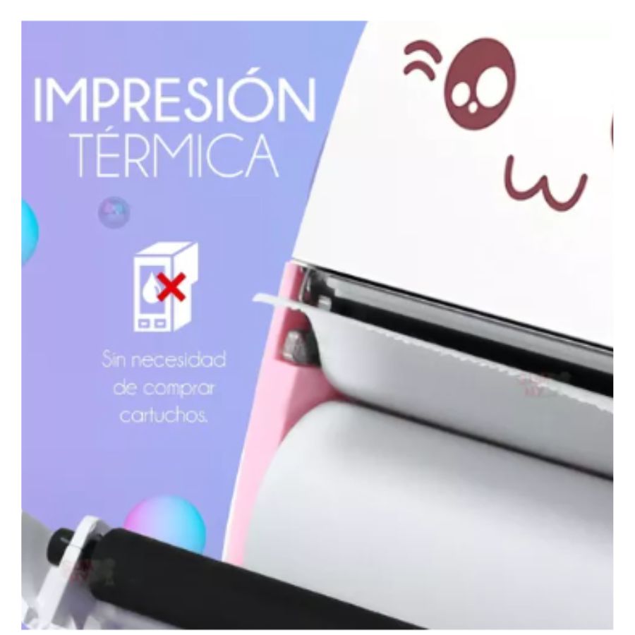 Mini Impresora Térmica Rosa Inalámbrica Con Bluetooth Ios Android.