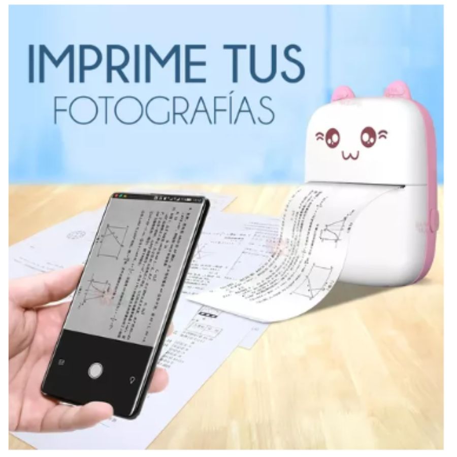 Mini Impresora Térmica Rosa Inalámbrica Con Bluetooth Ios Android.
