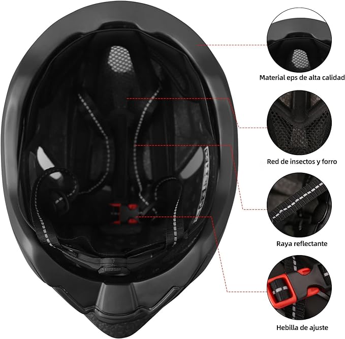 Casco bicicleta,Shinmax Casco para bicicleta adultos,certificado por Cpsc con luz de carga USB y gafas magnéticas desmontables, protección UV y correas de ajuste reflectantes y bolsa de transporte Casco Bicicleta Montaña/carretera Casco Bici SM-T88.