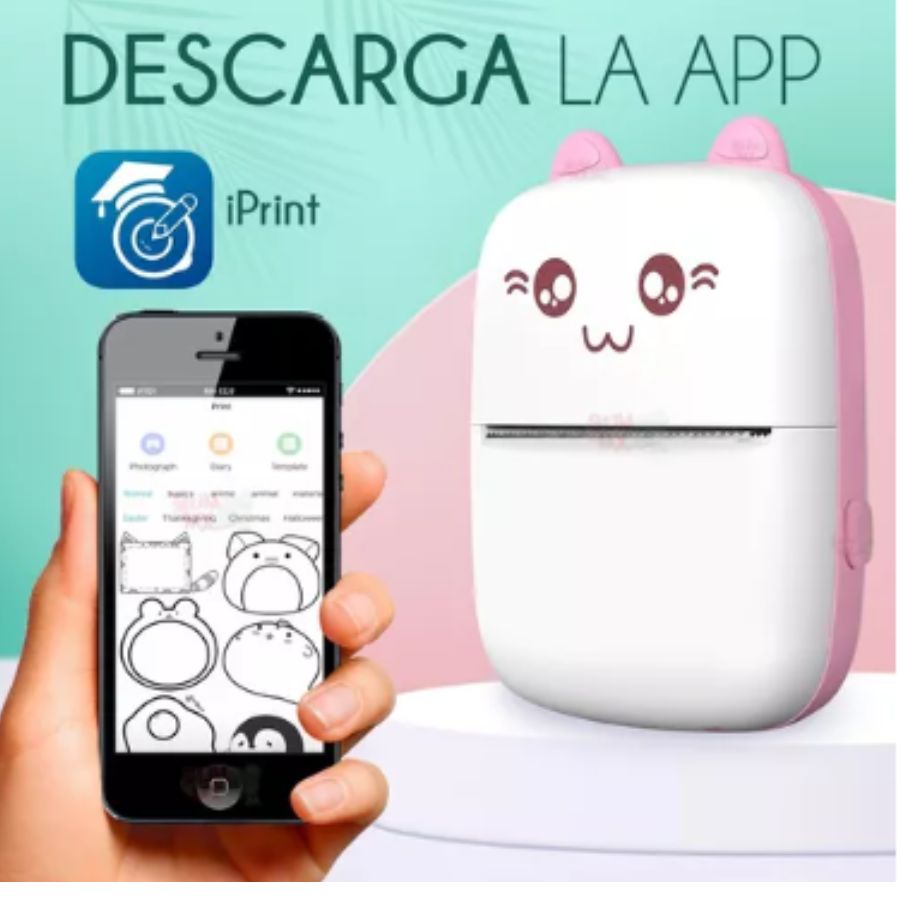 Mini Impresora Térmica Rosa Inalámbrica Con Bluetooth Ios Android.
