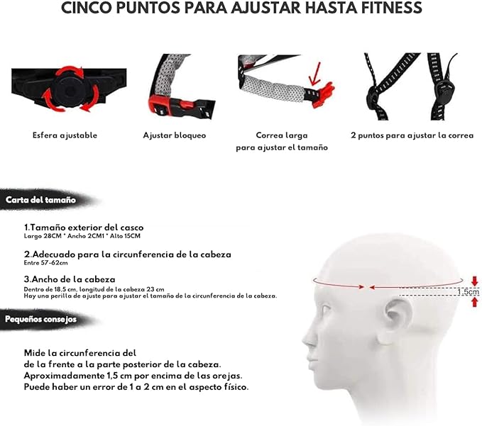 AFujia Casco Bicicleta para Hombre y Mujer, Juego de Accesorios para Bicicleta, Casco de Bicicleta con Accesorios